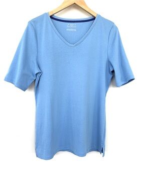Talbots Sky Blue V-Neck Short Sleeve Tee, in 💯 Pima Cotton